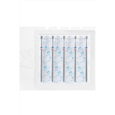 Manita Professional Фреза алмазная шар для аппаратного маникюра 866.104.001.027.031 ФАШ-3,1MC, сине-красные насечки, ø 3,1 мм, 5 шт. KRISTALLER, 1231190