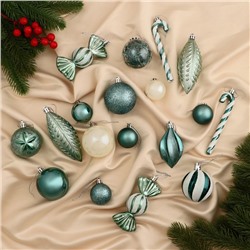 Ёлочные игрушки «Зимняя радость», новогодние, набор 40 шт., бело-зелёный