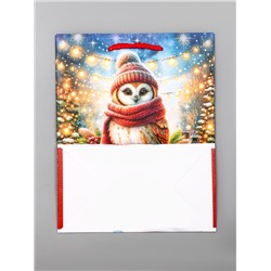 Пакет подарочный новогодний ламинированный, «Сова», 18×10×22.3 см