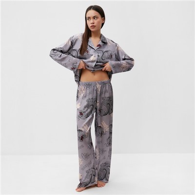 Пижама женская (рубашка, брюки) KAFTAN «Дракон», размер 48-50, серая