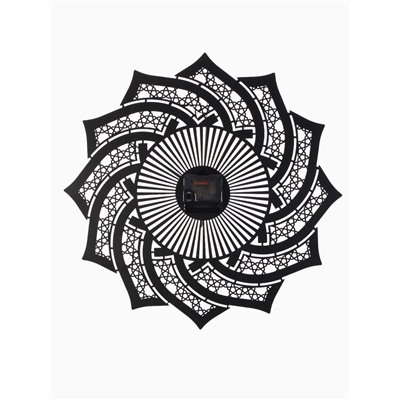 Часы настенные интерьерные «Вихрь», бесшумные, плавный ход, d=40 см, металл, чёрные