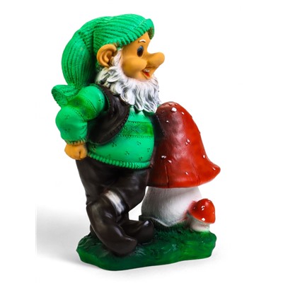 Садовая фигура из полистоуна «Гном с грибом», 40×22×50 см