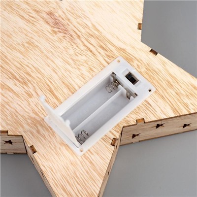 Светодиодная фигура «Дед Мороз в санях» 22×22×4 см, дерево, батарейки АААх2 (не в комплекте), свечение тёплое белое