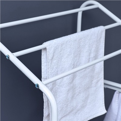 Стеллаж с двойной корзиной для белья и перекладинами, 2-х ярусный, 60×35×160 см, белый