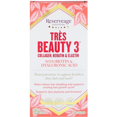ReserveAge Nutrition, Tres Beauty 3, 90 капсул