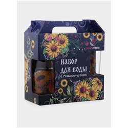 Набор для напитков «Подсолнух», 7 предметов: кувшин, 6 стаканов, стекло, прозрачный, жёлтый