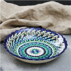 Тарелка глубокая Риштанская Керамика «Узоры», d=20 см, синяя, узор МИКС