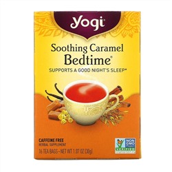 Yogi Tea, Bedtime, успокаивающая карамель, без кофеина, 16 чайных пакетиков, 30 г (1,07 унций)