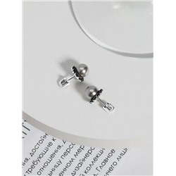 Серьги-пусеты из серебра с имитированным жемчугом и натуральной шпинелью родированные 925 пробы 4-499рч1006416