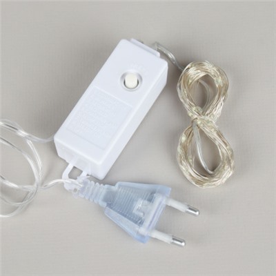 Гирлянда светодиодная нить 5 м 50 LED / GN28 /уп 200/холодный белыйВИЛКА