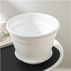 Горшок для цветов с поддоном «Антик», 3.6 л, d=22 см, цвет белый