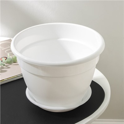 Горшок для цветов с поддоном «Антик», 3.6 л, d=22 см, цвет белый