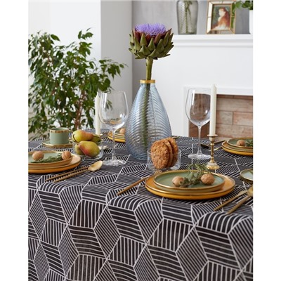 Набор «Доляна»: скатерть 145×200 см, салфетки 40×40 см - 4 шт., чёрный, 100% п/э, рогожка 200 г/м²