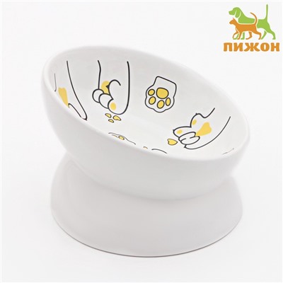 Миска «Лапа Кота», 150 мл, 13×9 cм, керамика, белая