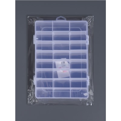 Органайзер для хранения мелочей, передвижные ячейки, 24 ячейки, 19.5×13.5×3.5 см, прозрачный