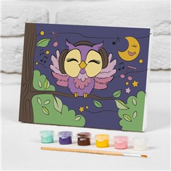 Картина по номерам для детей на подрамнике «Сова в наушниках», 21×15 см