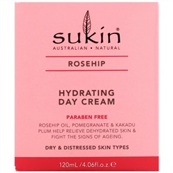 Sukin, Увлажняющий дневной крем, шиповник, 120 мл (4,06 жидк. унции)