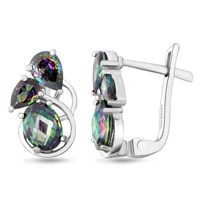 Серьги из серебра мистик кварц, Марте