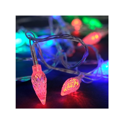 Гирлянда «Нить» 5 м с насадками «Шишки», IP20, прозрачная нить, 20 LED, свечение мульти (RG/RB), мигание, 220 В