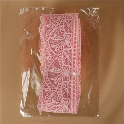 Кружево на сетке, 55 мм, 11±1 м, нежно-розовое