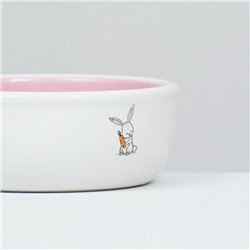 Миска керамическая для кроликов 200 мл 10×3.7 см, розовая/белая