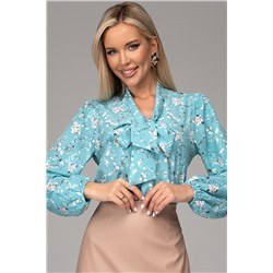 Блузка Бант (голубой/цветы)