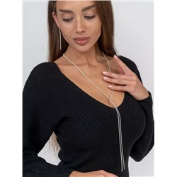 Комплект серьги и колье длинное серебристое, цвет серебристый, арт.012.114