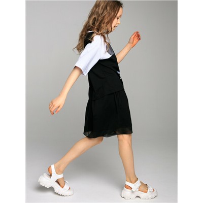 Комплект трикотажный для девочек: фуфайка (футболка), шорты