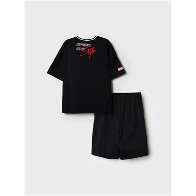 Комплект трикотажный для девочек: фуфайка (футболка), шорты