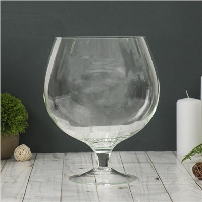 Ваза «Бренди» бокал на ножке, 3 л, d=14 см, 19×24 см, стекло, прозрачная