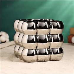 Декоративное кашпо для цветов «Люмьер», 13×13 см, керамическое, серебристое