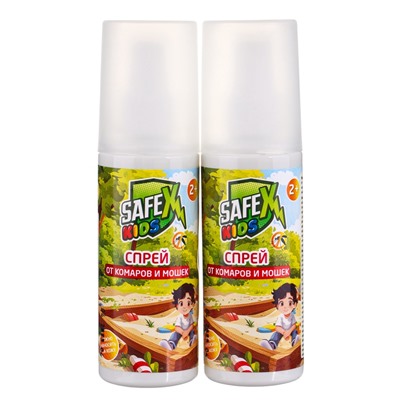 Спрей от комаров и мошек Safex KIDS, 100 мл 2 штуки
