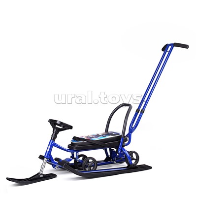 Игрушка Снегокат детский 111 "Mobile" с Т-образным толкателем и колесной базой (Котик на белом квадроцикле)