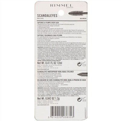 Rimmel London, Scandaleyes Mascara with Waterproof Kohl Kajal Liner, 003 Extreme Black, 2 Piece Set