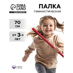 Палка гимнастическая 70 см, цвет: красный
