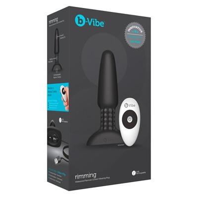 Чёрная вибровтулка с ротацией шариков RIMMING REMOTE CONTROL PLUG BLACK - 15,2 см.