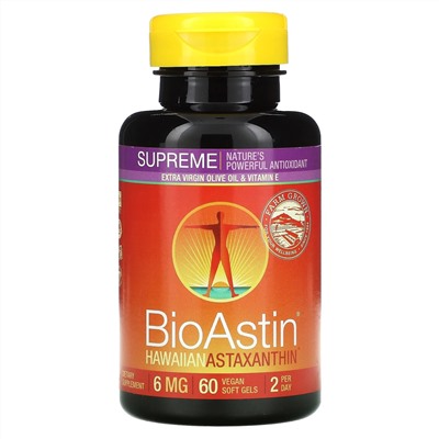 Nutrex Hawaii, BioAstin Supreme, 6 мг, 60 веганских капсул