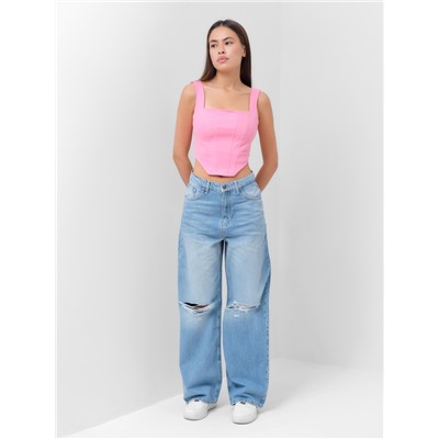 Корсет женский джинсовый MIST: Denim, размер 48, светло-розовый