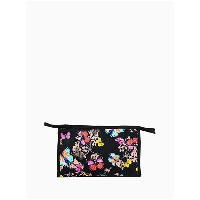 Косметичка на молнии, треугольная, большая с принтом, чёрная