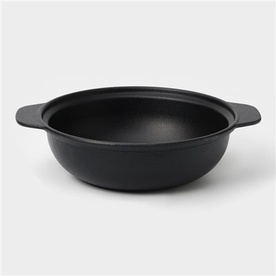 Жаровня, 2 л, d=24 см, с крышкой крышка, чугун, чёрная