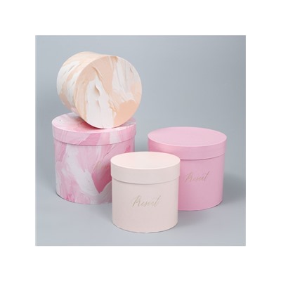 Набор коробок для цветов 4 в 1, упаковка подарочная, «Нежный», 14×14×13 см - 20×20×17.5 см