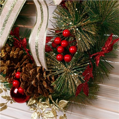 Венок новогодний d=37 см «Зимнее волшебство. Уютная сказка», с бантом