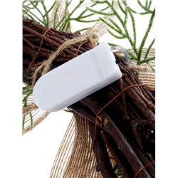 Декоративный венок «Ель с колокольчиком», d=55 см, 30 LED, от батареек CR2032×2, свечение тёплое белое