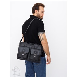 Портфель мужской кожаный 0993Z black Zinimsk в Новосибирске