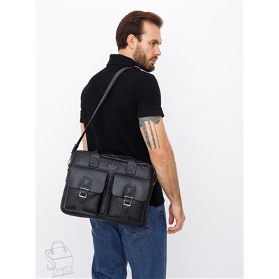 Портфель мужской кожаный 0993Z black Zinimsk в Новосибирске