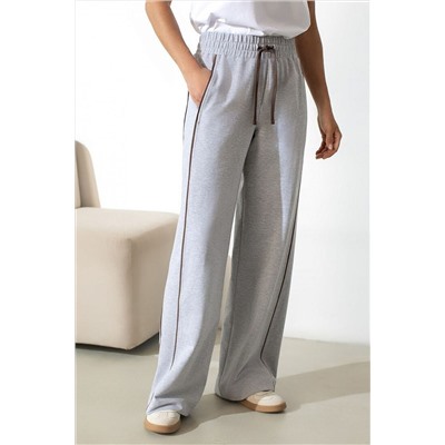 Брюки с лампасами и разрезами из эластичного футера двухнитки без начеса VILATTE, 1229910