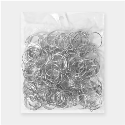 Основа для брелока: кольцо d=25 мм с цепочкой, набор 100 шт., металл под серебро