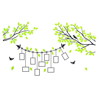 Набор наклеек интерьерных с фоторамками TAKE IT EASY «Веточки», декор на стену, панно, 115×200 см, 186 элементов