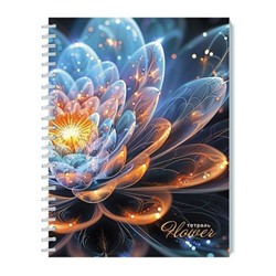 Тетрадь  48л  клетка на спирали "Золотой цветок" блестки С0245-140 КТС-ПРО