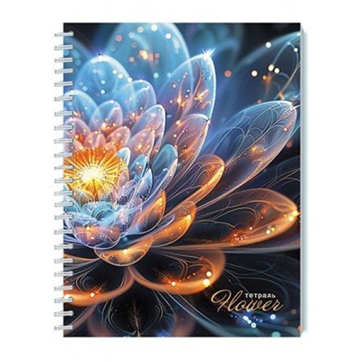 Тетрадь  48л  клетка на спирали "Золотой цветок" блестки С0245-140 КТС-ПРО